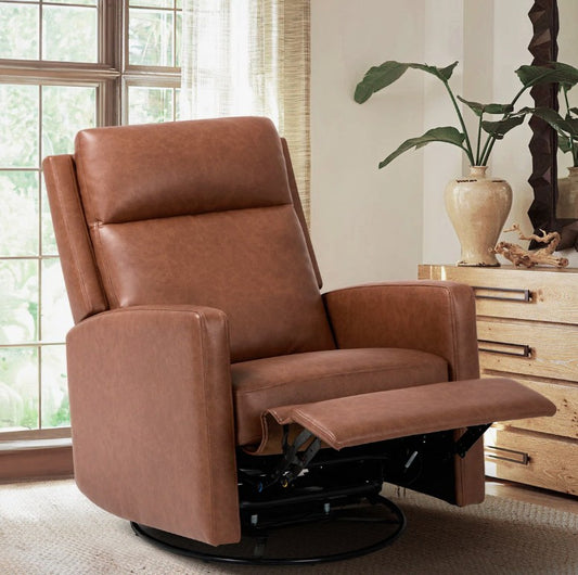 Brand New in Box 39.2'' Wide Modern 360° Swivel Manual Recliner with Padded Armrests, Cocoa (#112)