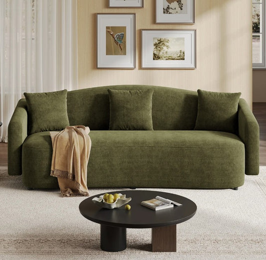 Brand New in Box 83" Waterproof Chenille Curved Sofa, Green (#246)
