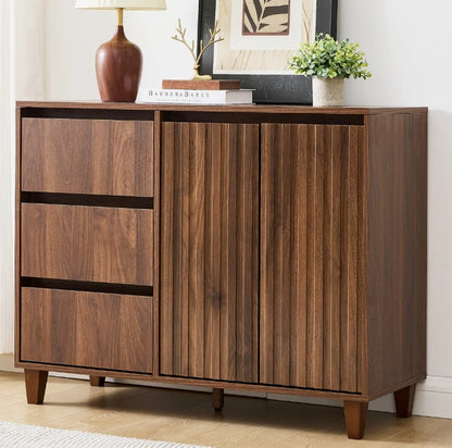 Brand New in Box Modern Style Sideboard with Adjustable Shelf & 3 Drawers, Brown (#290)