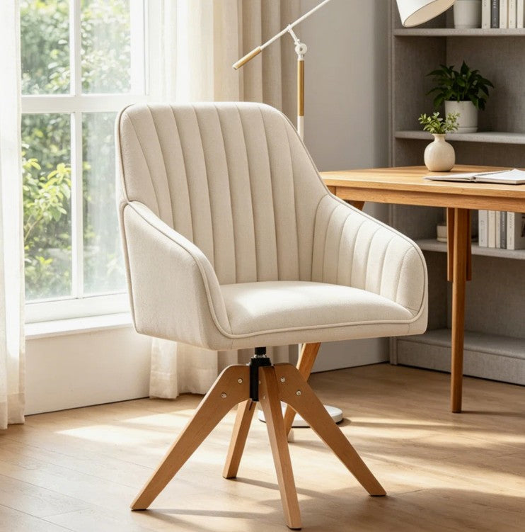 Brand New in Box Upholstered Swivel Accent Chair, Beige Linen Fabric (#289)