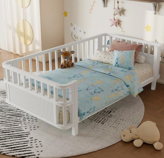 Brand New in Box Children’s Wooden Bed with Safety Rails – Low Kids Bed, Twin (#234)