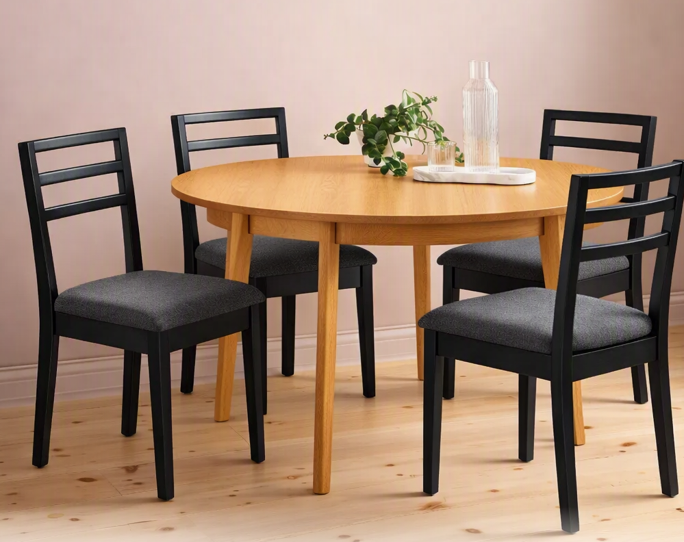 Brand New in Box Ladder Back Dining Chair W/ Padded Seat, Black (Five Sets of Two Available) (#270)
