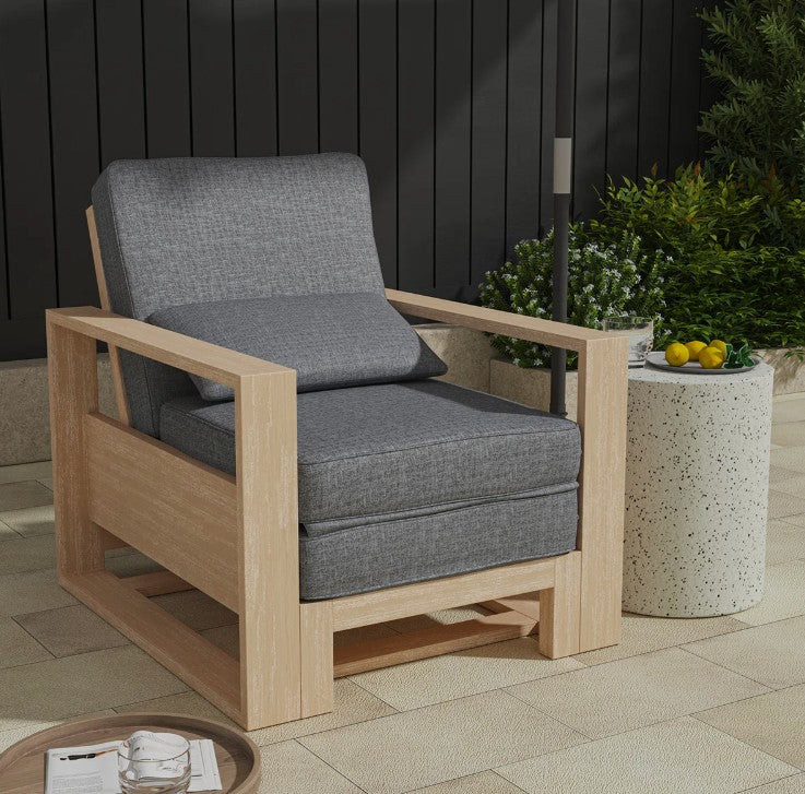 Brand New in Box Modern 37.75'' W Extendable Solid Wood Chaise Lounge w/ Lumbar Pillow (#196)