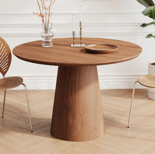 Brand New in Box 43 inch Natural Wood Grain Circular Dining Table, modern minimalist (#102)