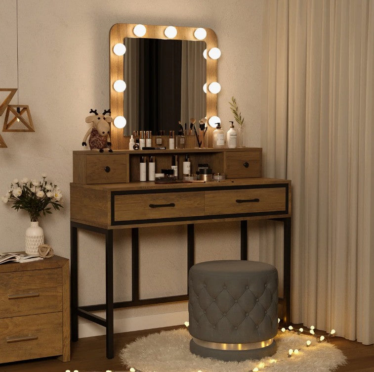 Abdulaleem Vanity Table with Lighted Mirror By 17 Stories