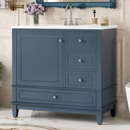 Brand New in Box Freestanding Blue Gray 36-in Single Sink Bathroom Vanity, (#225)
