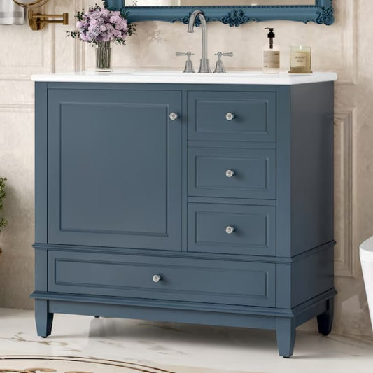 Brand New in Box Freestanding Blue Gray 36-in Single Sink Bathroom Vanity, (#225)