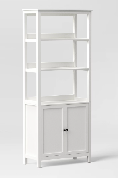 Brand New in Box 72" Bookcase Traditional With Three Open Shelves and Cabinet Classic White (#253)