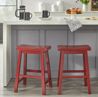 Brand New in Box Set of 2 Belfast 24" Counter Height Saddle Stools Red (#280)