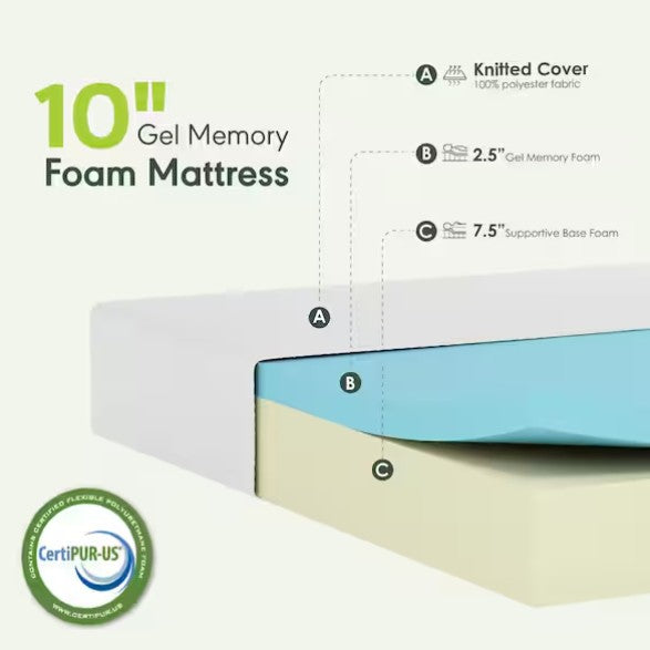 Brand New in Box California King Medium Firm Cooling Gel 10 in. Memory Foam Mattress (#235)