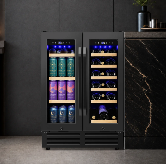 Brand New in Box 24 Inch Dual Zone Built-In and Freestanding Wine & Beverage Refrigerator (#243)