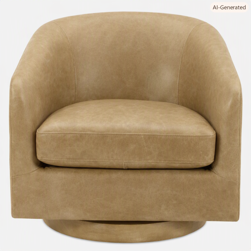 Brand New in Box Kamonte Upholstered Swivel Barrel Chair, Tan (#242)