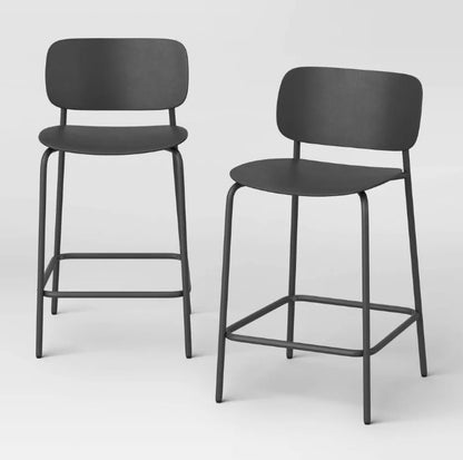Brand New in Box Set of 2, 24" Counter Height Barstool w/ Footrest, Black (#273)