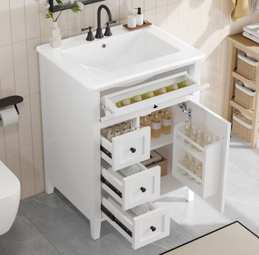 Brand New in Box 24-in White Freestanding Single Sink Bathroom Vanity (#227)