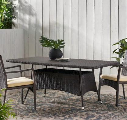 Brand New in Box Wicker Rectangle Dining Table, Brown (#287)