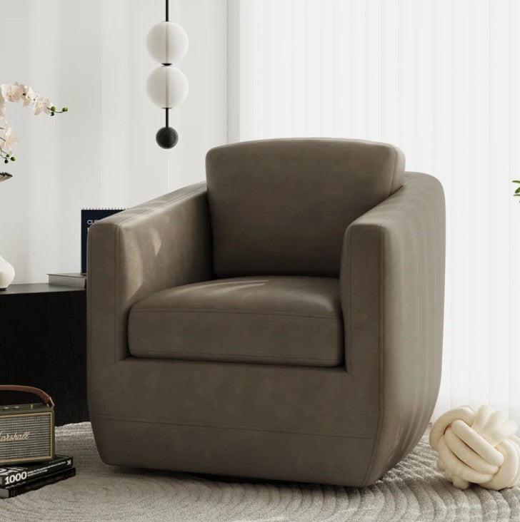 Brand New in Box Modern Soft 29" Wide Leather Upholstered 360° Swivel Accent Chair (#177)