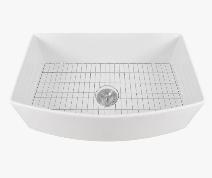 Brand New in Box DeerValley Fireclay 30” Single Basin Curved Farmhouse Kitchen Sink (#222)