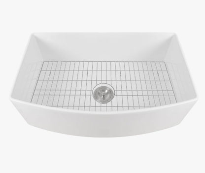 Brand New in Box DeerValley Fireclay 30” Single Basin Curved Farmhouse Kitchen Sink (#222)