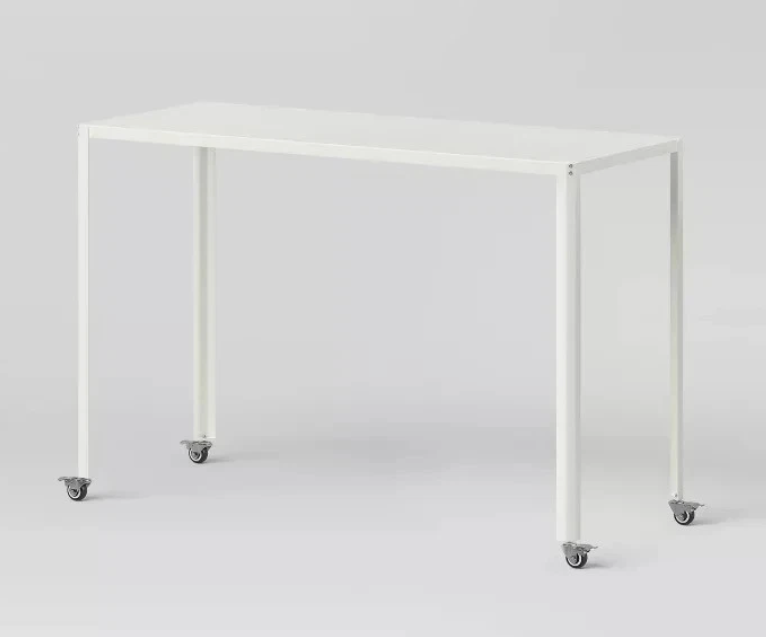 Brand New in Box 45" Rolling Metal Computer Desk Chalk White (#255)
