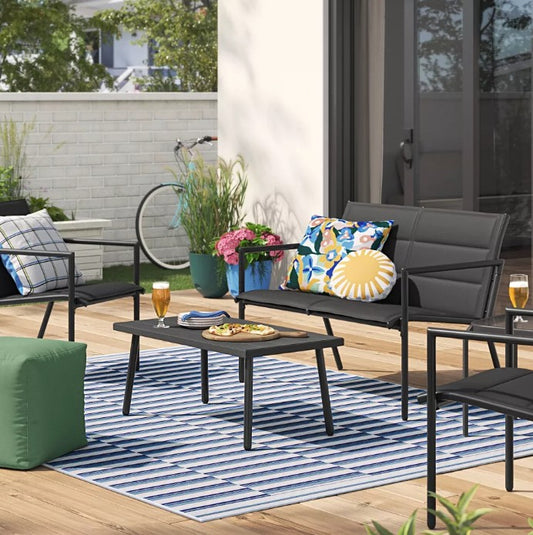 Brand New in Box 4pc Padded Sling Patio Conversation Set Black (#60)