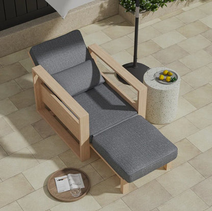 Brand New in Box Modern 37.75'' W Extendable Solid Wood Chaise Lounge w/ Lumbar Pillow (#196)