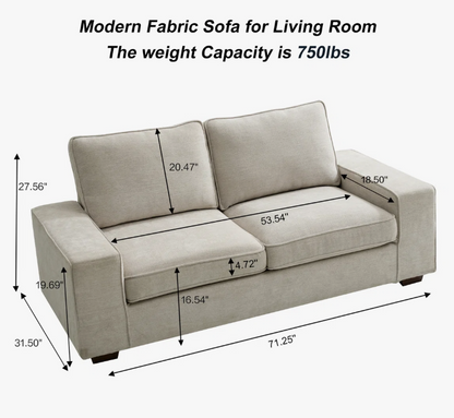 Brand New in Box Chenille Square Arm Loveseat Sofa, Beige (#215)