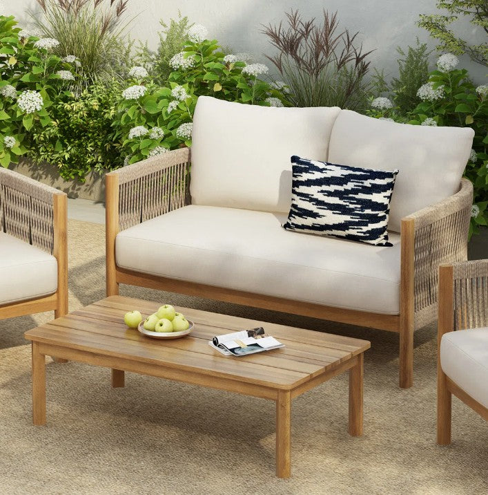 Brand New in Box Harrill Outdoor 2-Piece Conversation Set With Cushions Teak Beige (#216)