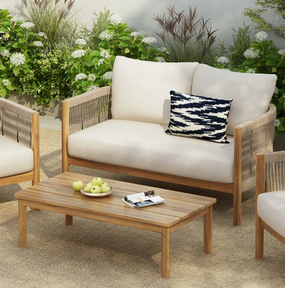 Brand New in Box Harrill Outdoor 2-Piece Conversation Set With Cushions Teak Beige (#216)