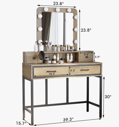 Abdulaleem Vanity Table with Lighted Mirror By 17 Stories