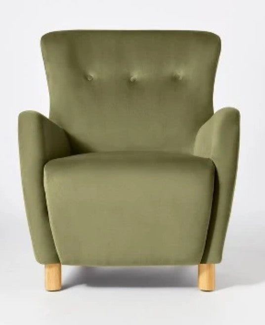Brand New in Box Kessler Wingback Accent Chair Velvet, Olive (Four Available) (#251)