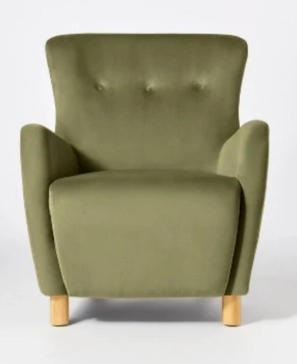 Brand New in Box Kessler Wingback Accent Chair Velvet, Olive (Four Available) (#251)