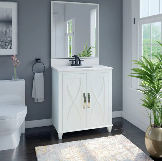 Brand New in Box 30" Single Bathroom Vanity with Adjustable Shelf, White (#206)