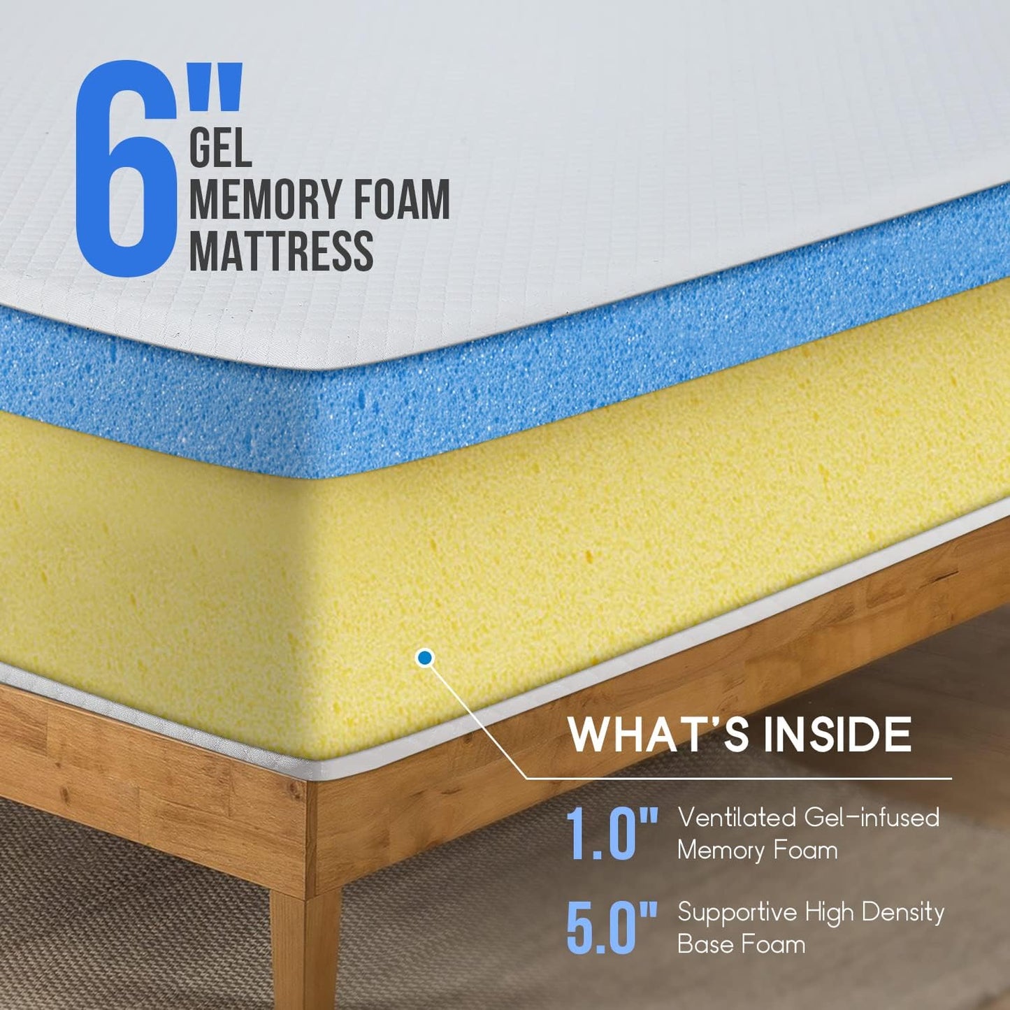 Brand New in Box 6 Inch Twin Gel Memory Foam Mattress