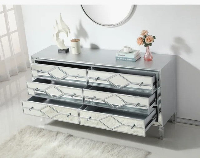 Brand New in Box Bashaw 64'' W 6 - Drawer Dresser, Silver By Willa Arlo Interiors (#174)