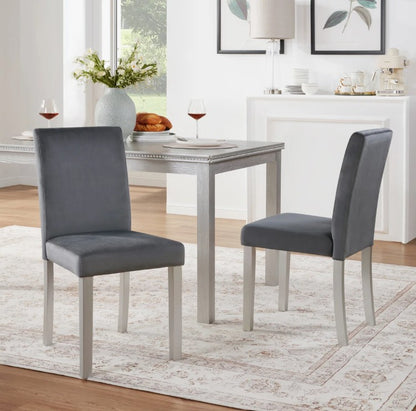 Brand New in Box Dining Chairs Set For 4, Gray Seat / Silver Legs (#303)