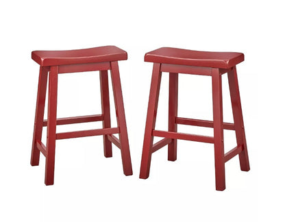 Brand New in Box Set of 2 Belfast 24" Counter Height Saddle Stools Red (#280)