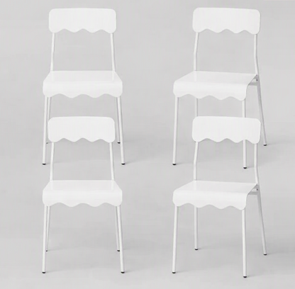 Brand New in Box Set of Four Wavy Metal Dining Chair White (#269)
