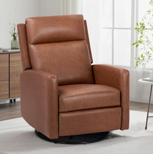 Brand New in Box 39.2'' Wide Modern 360° Swivel Manual Recliner with Padded Armrests, Cocoa (#112)