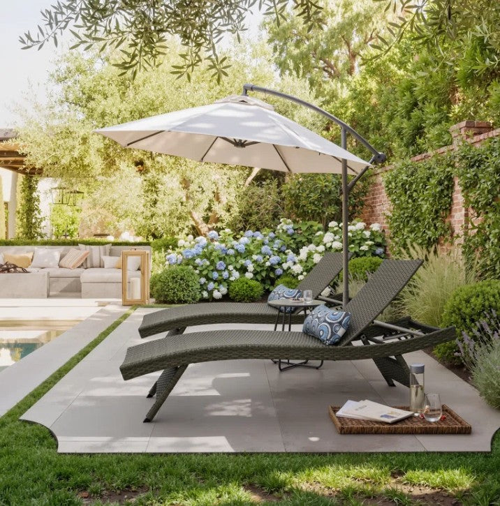 Brand New in Box Set of Two Ozellar All Weather Outdoor Wicker Chaise Lounge, Natural (#209)