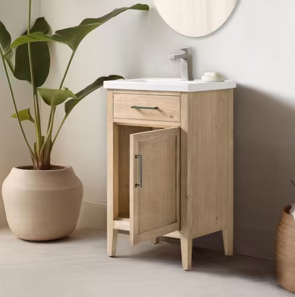 Brand New in Box 20 in. Single Sink Freestanding Rattan Bathroom Vanity with Top (#277)