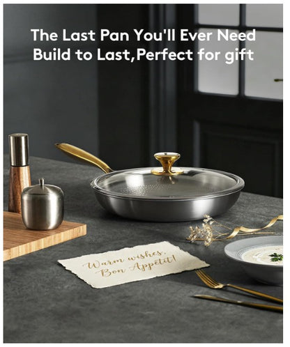 Brand New in Box Titanium Pans for Cooking | 8/10/12 Inch Pure Titanium Skillet Set with Lids (#192)