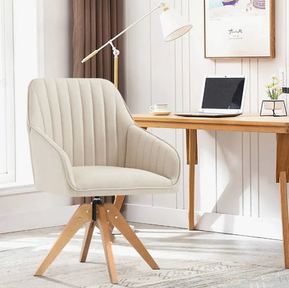 Brand New in Box Upholstered Swivel Accent Chair, Beige Linen Fabric (#289)