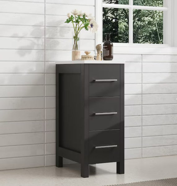 Brand New in Box Espresso Bathroom Vanity with White Engineered Marble Top (#231)