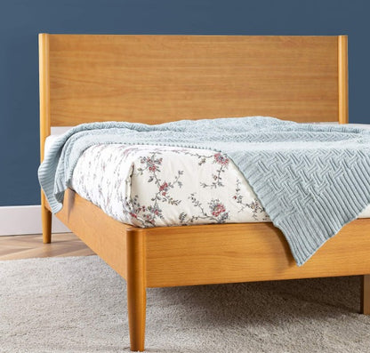 Brand New in Box Mid Century Wood Platform Bed Frame, Full, Natural (#292)