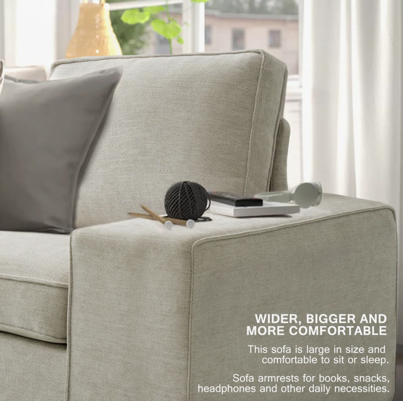 Brand New in Box Chenille Square Arm Loveseat Sofa, Beige (#215)