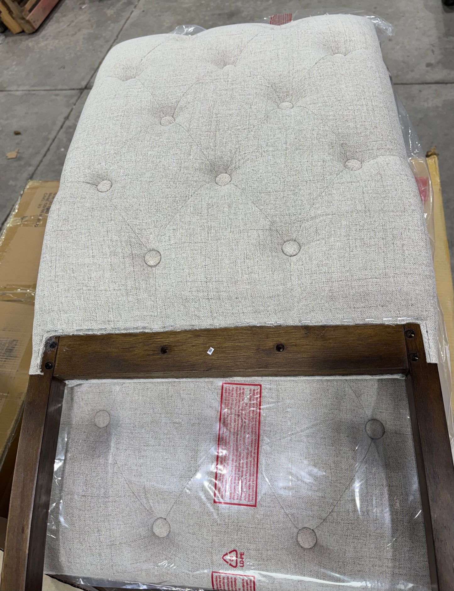 Brand new in box Set of Four Farmhouse Dining Chairs and Bench, Upholstered, Brown/Beige (#162)