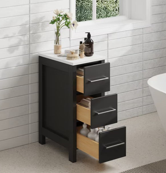 Brand New in Box Espresso Bathroom Vanity with White Engineered Marble Top (#231)