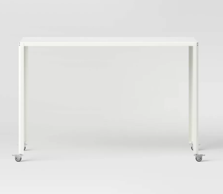 Brand New in Box 45" Rolling Metal Computer Desk Chalk White (#255)