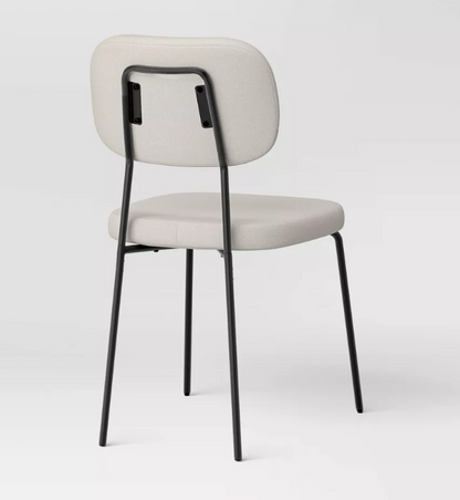 Brand New in Box Set of Four Upholstered w/ Metal Base Dining Chairs, Cream (#275)