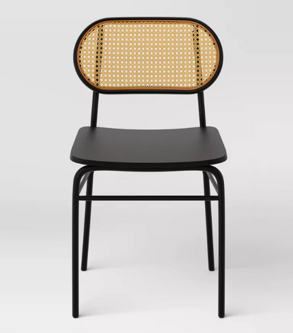 Brand New in Box Set of Six Wicker Back Metal Dining Chair Black (#271)